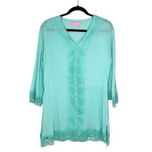 Isaac Mizrahi New York Daisy Crochet Lace Cover Up Tunic size Small